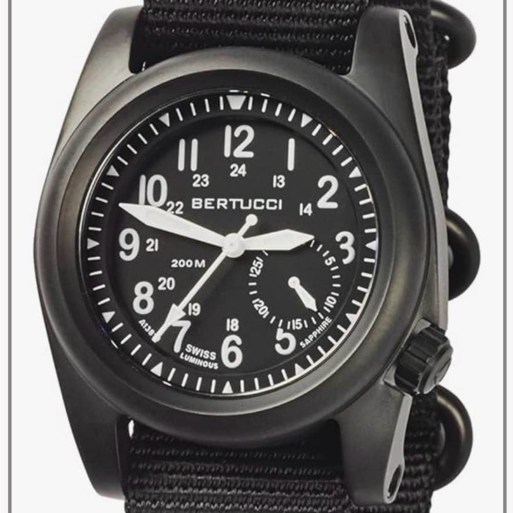 Bertucci A-2S Black Field Tactical heavy duty Watch men's sapphire glass